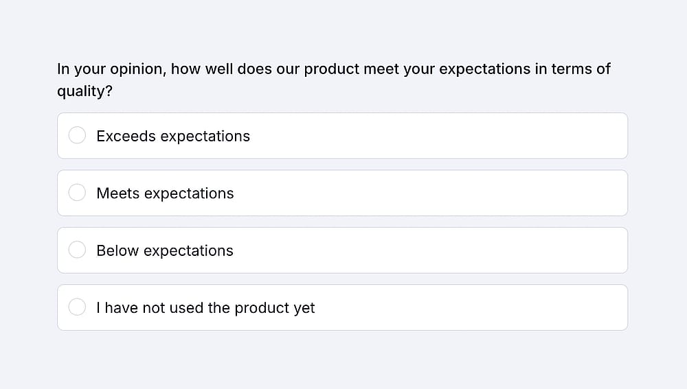 A rating poll question asking about product satisfaction