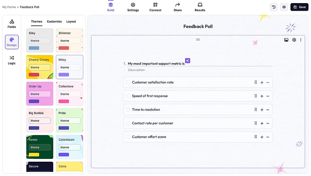 Customize your poll by accessing the ‘Design’ tab