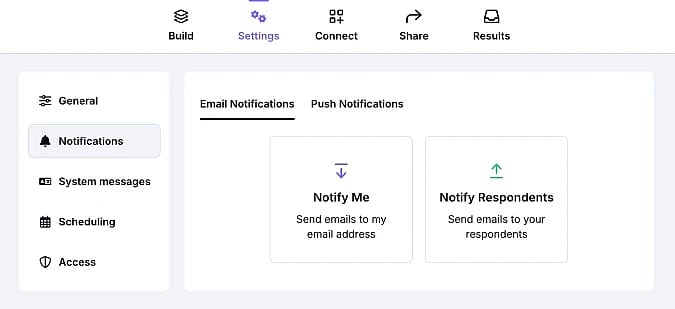 An image showing the Notification settings