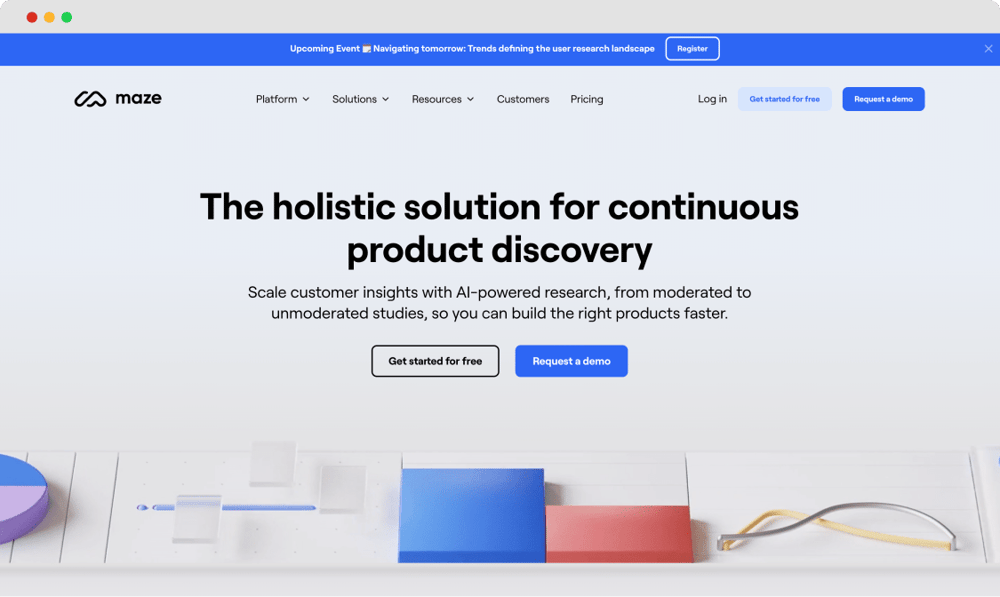 Die Startseite von Maze