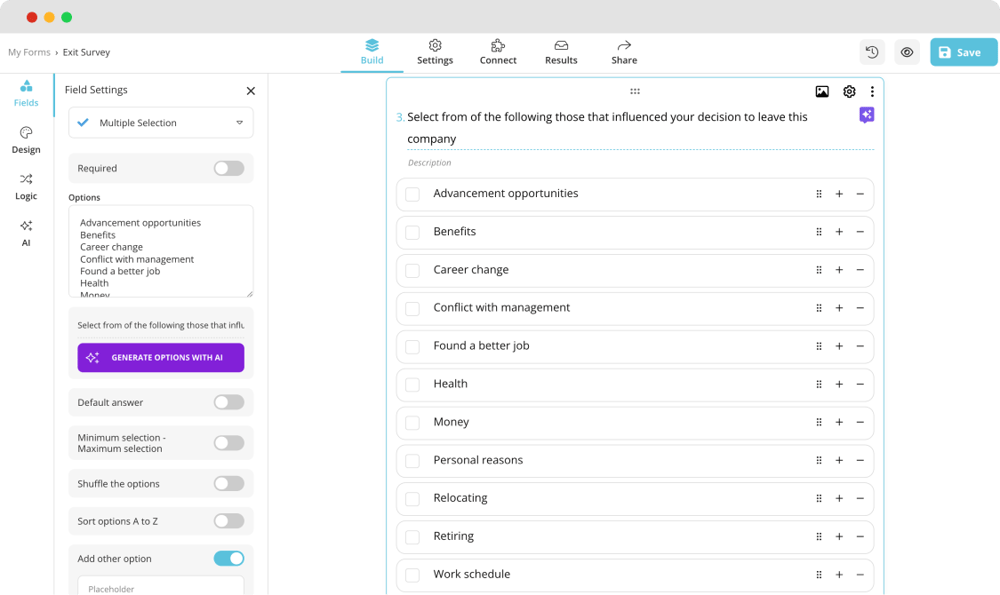 Personalize suas perguntas