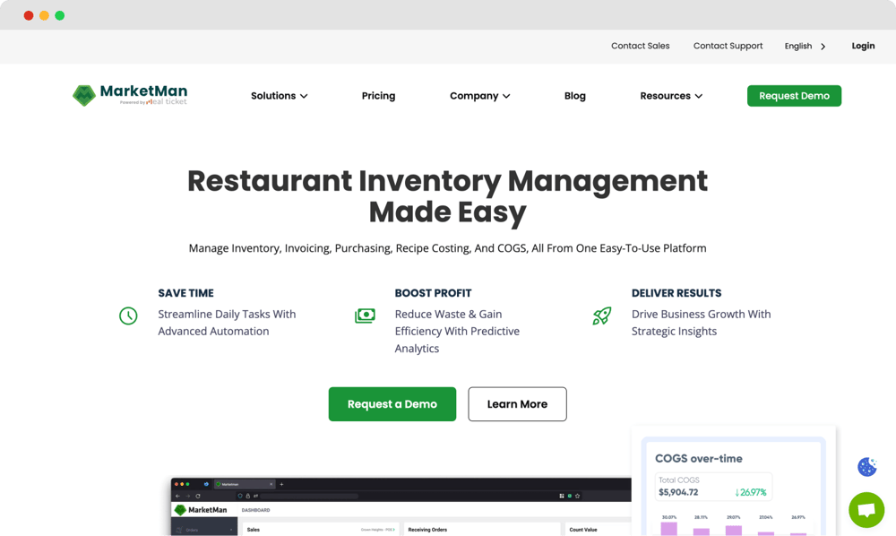 Die Homepage von MarketMan