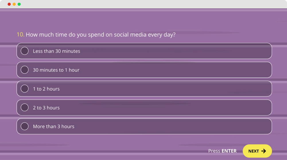 A question example about quantitative research about social media