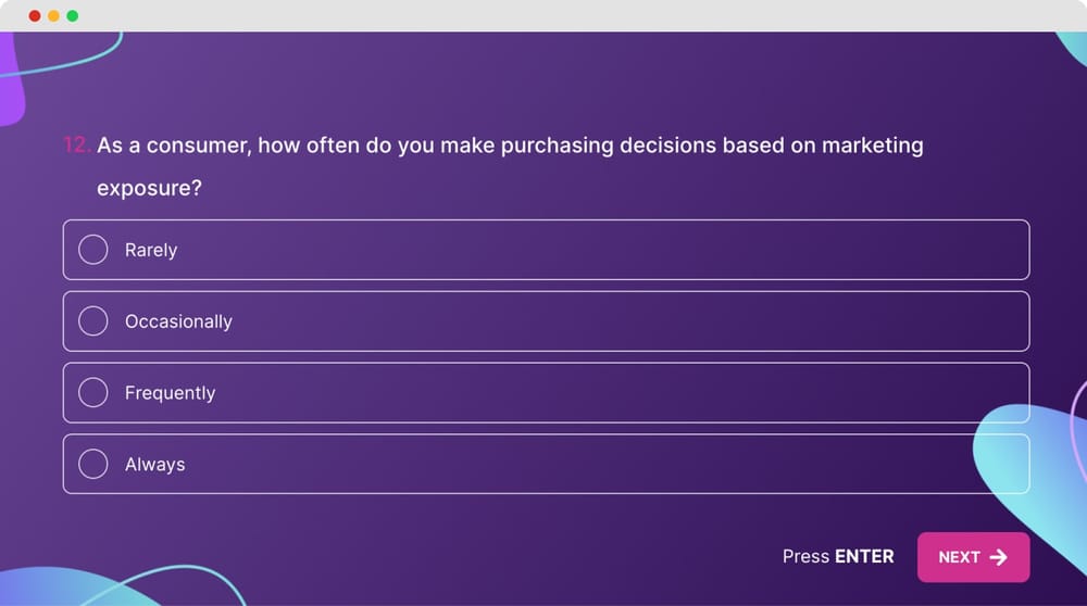 A question example about quantitative research about marketing