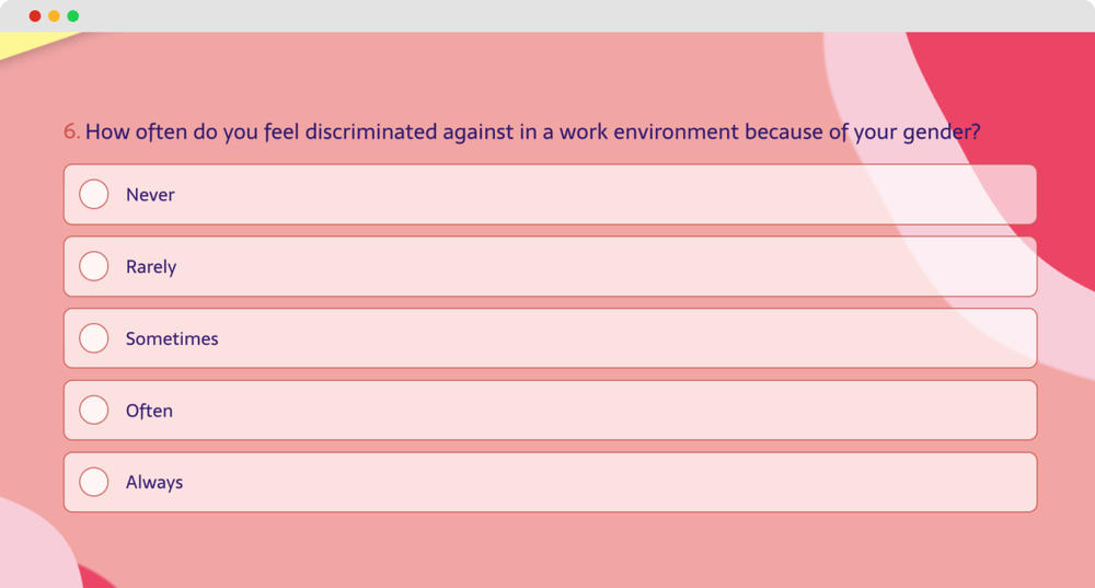 A question example about quantitative research about gender