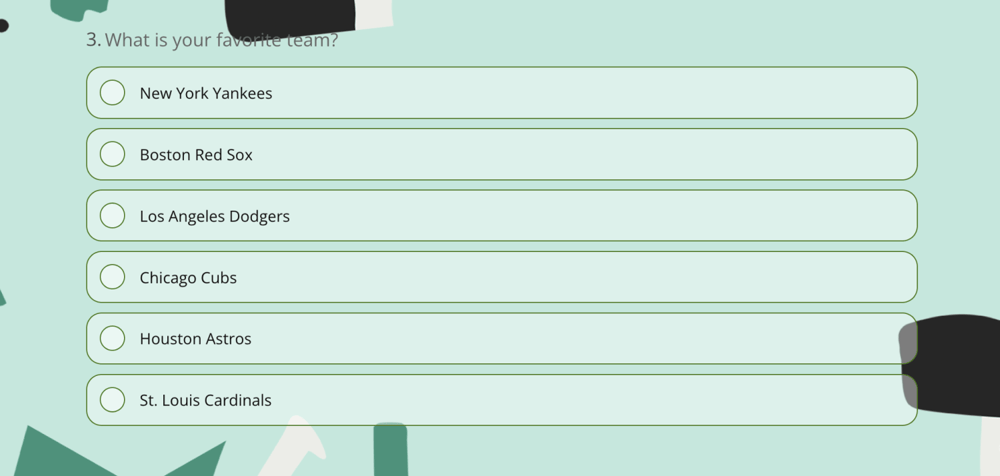 Sports fan survey question example