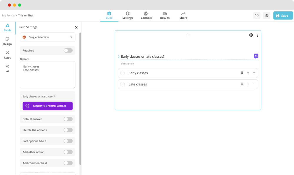 Añadir preguntas y campos