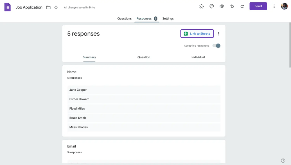 Formunuzu Google Sheets'e bağlayın