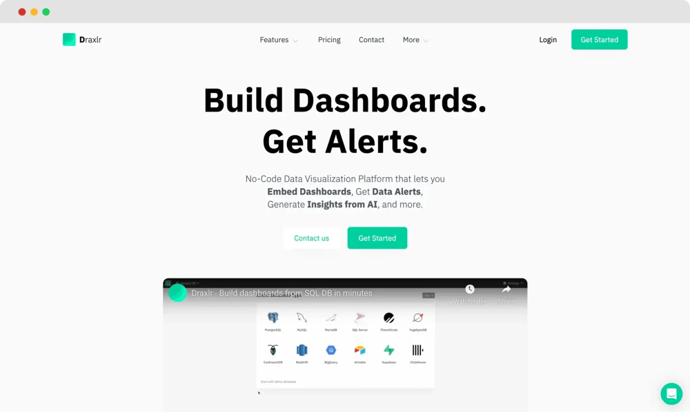 La página principal de Draxlr