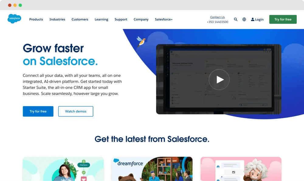 La página de inicio de Salesforce Marketing Cloud Intelligence