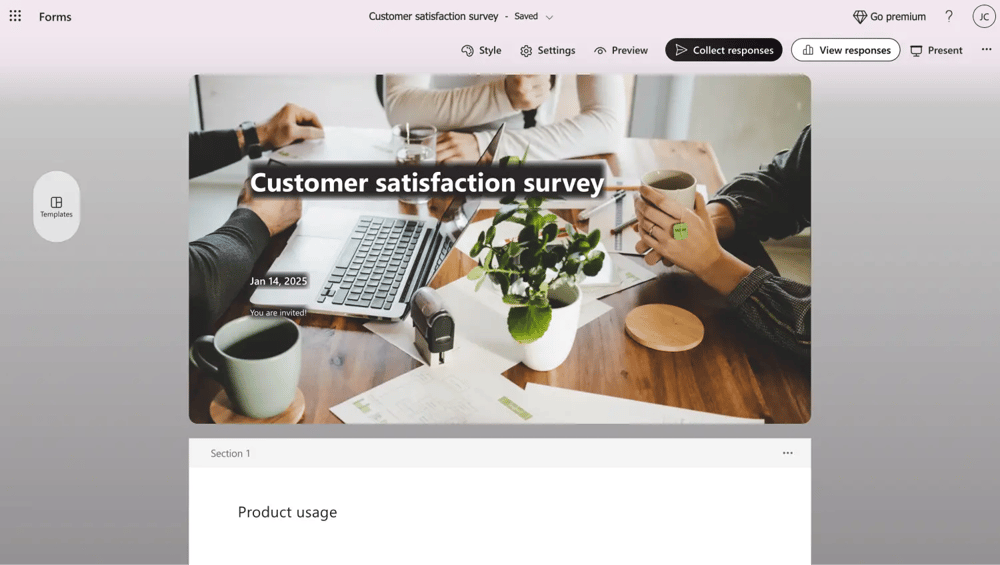 Kundenzufriedenheitsumfrage von MS Forms