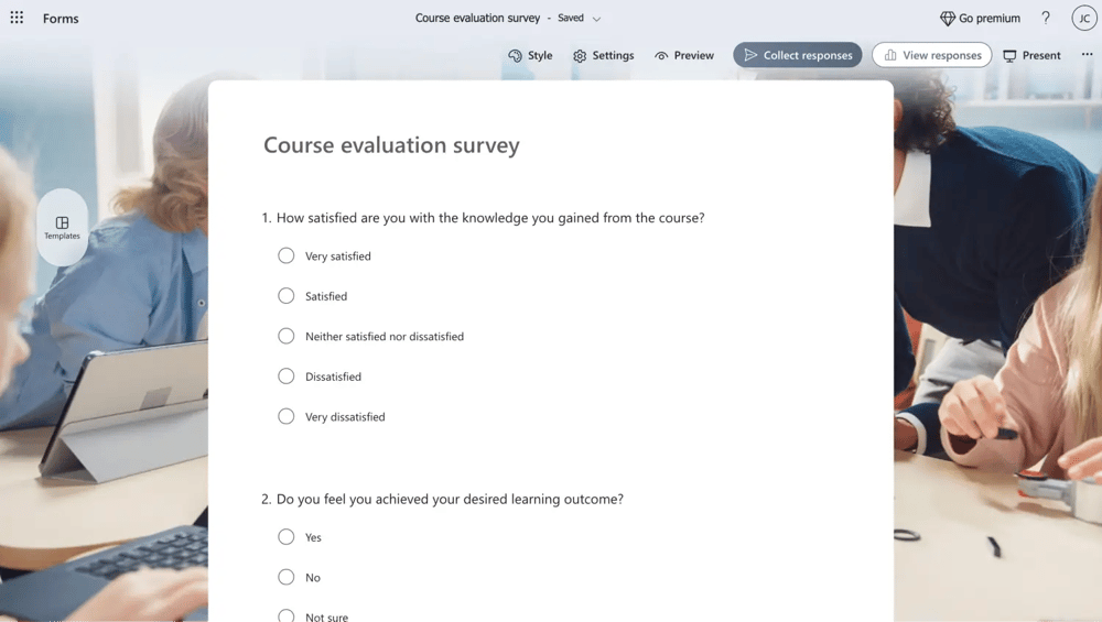 Kursbewertungsfragebogen von MS Forms
