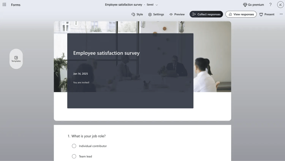 Mitarbeiterzufriedenheitsumfrage von MS Forms