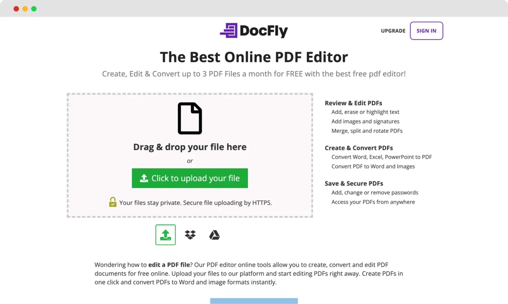 A página inicial do DocFly