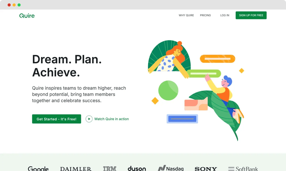 Quire'nin ana sayfası