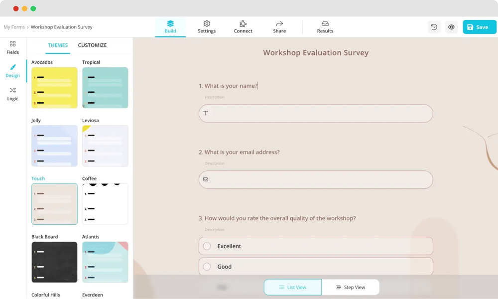 Anketinizin görünümünü değiştirin