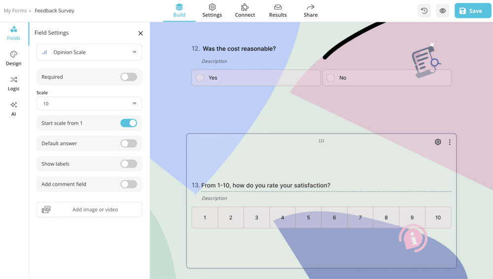 Add your questions and choose a theme
