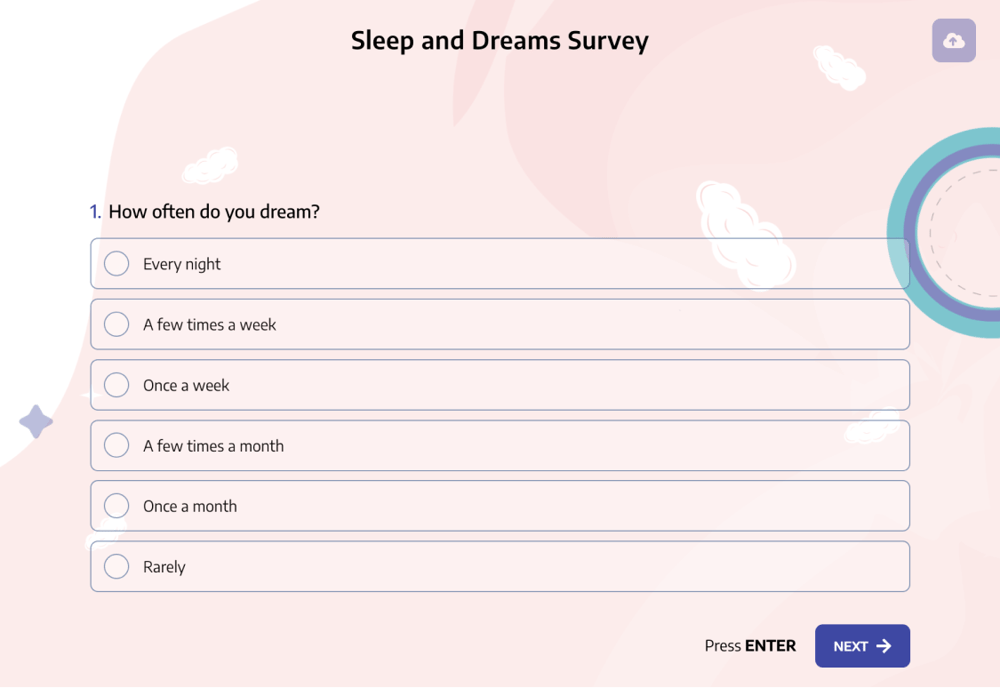 A sleep survey question about dream frequency