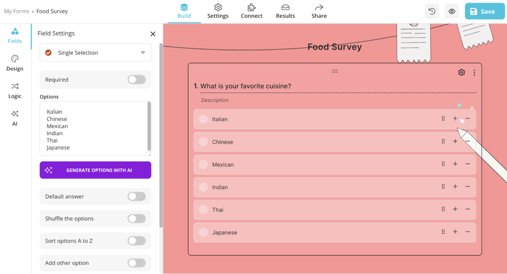 Add your questions and choose a theme