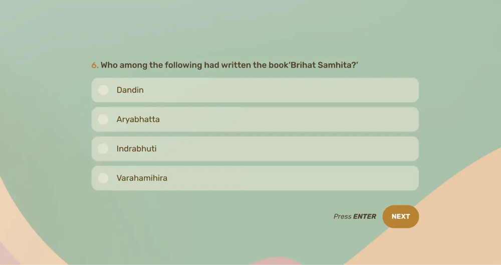 Uma pergunta de quiz sobre a antiga Índia