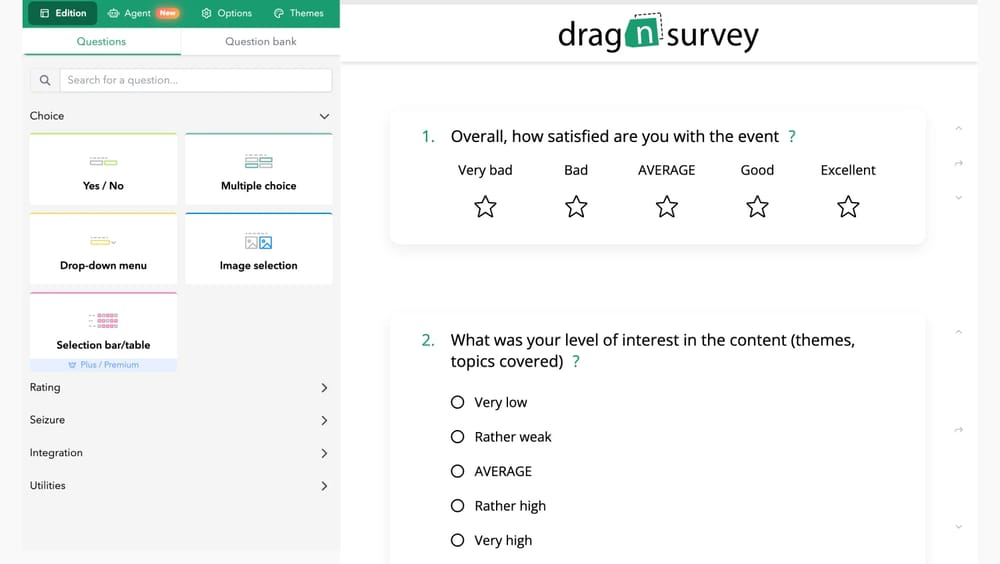 Workspace of Drag’n Survey