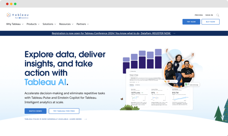 A página inicial do Tableau
