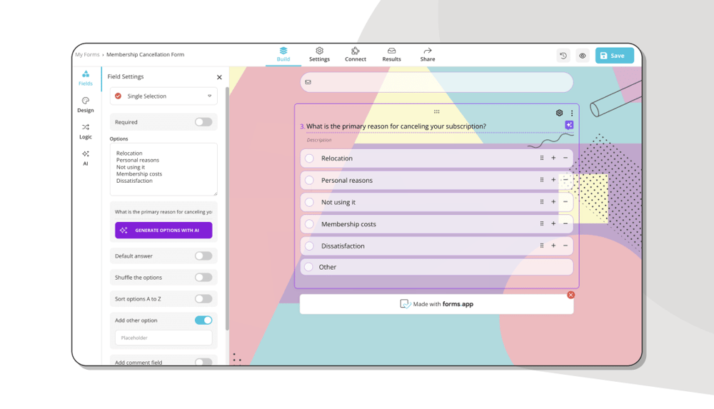 Adding questions and fields to your SaaS customer survey