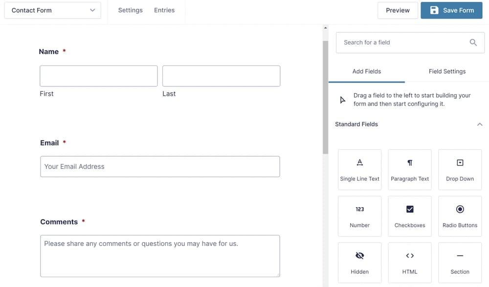 Workspace of Gravity Forms&nbsp;(Source: Gravity Forms)