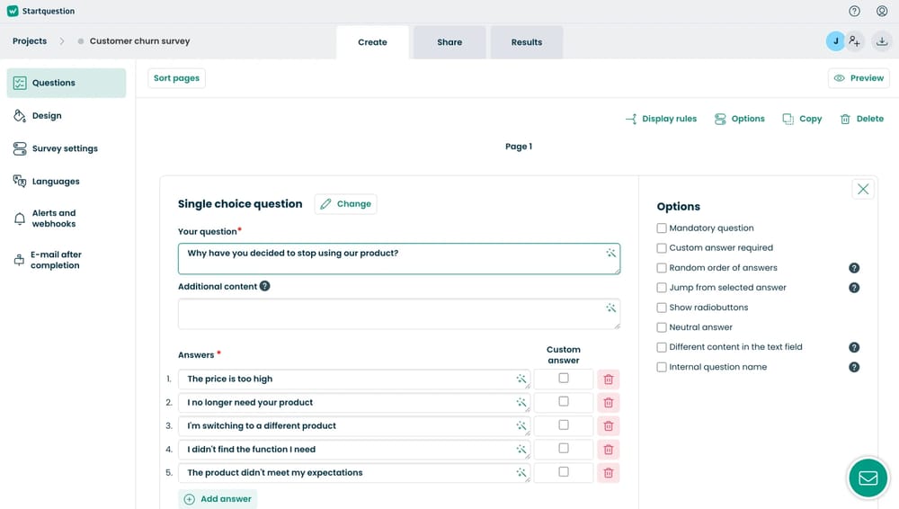 Workspace of Startquestion