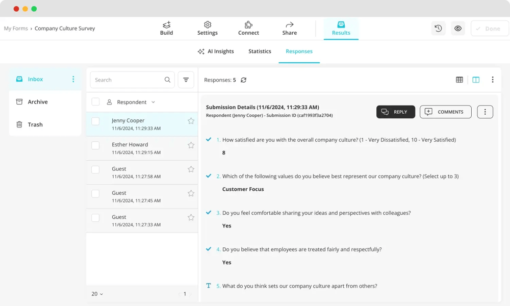 Check results to analyze