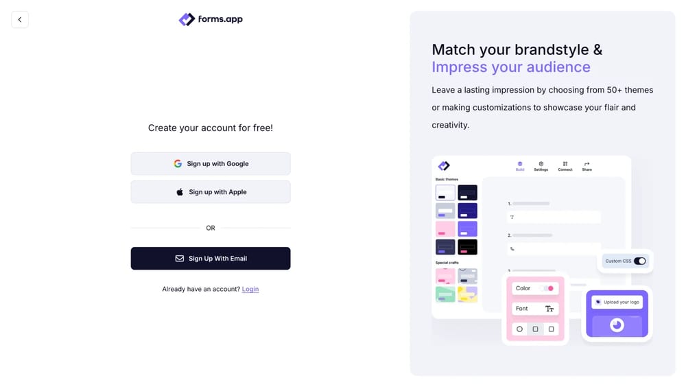 Open your forms.app account