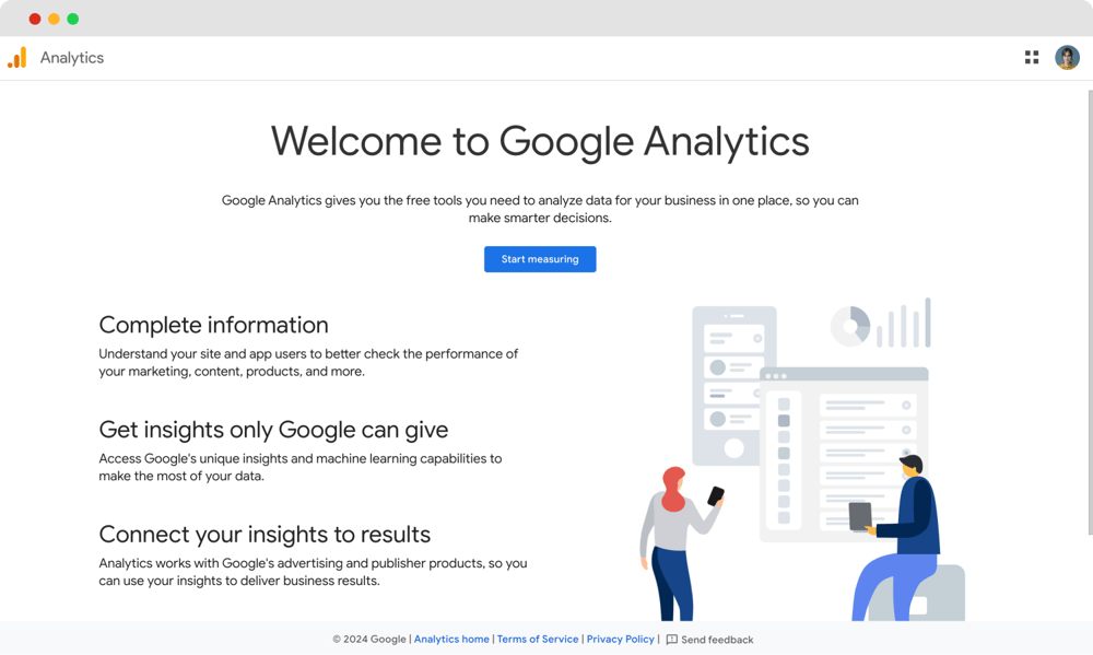 Die Homepage von Google Analytics