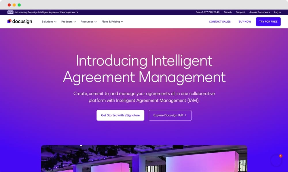 La página de inicio de DocuSign
