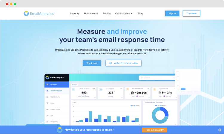La página de inicio de EmailAnalytics