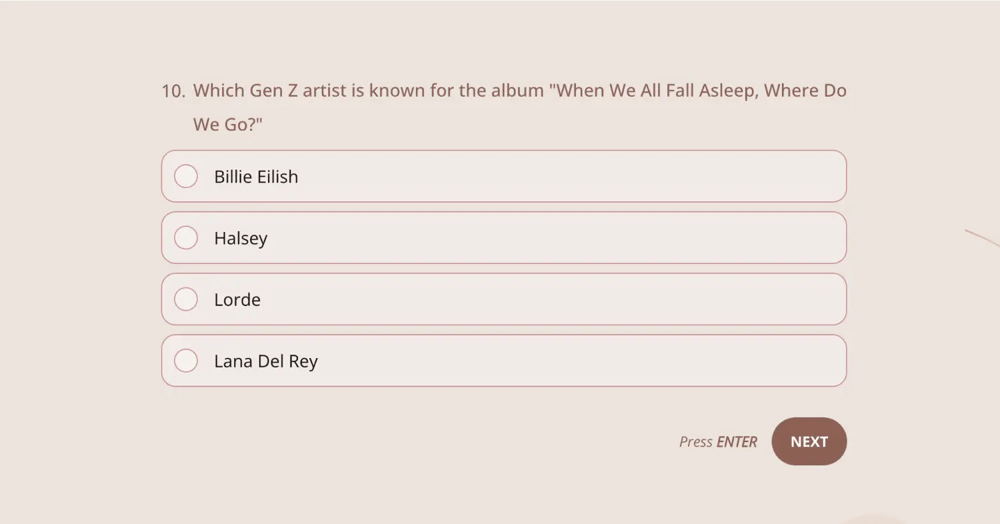 A pop quiz question for GenZ