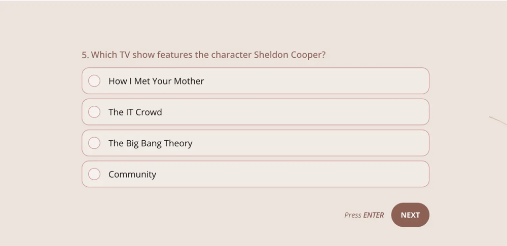 A pop quiz question about the TV shows