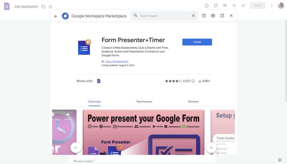 Form Presenter + Timer