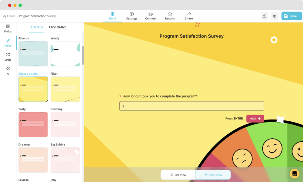 Choosing a hand-crafted theme for your survey