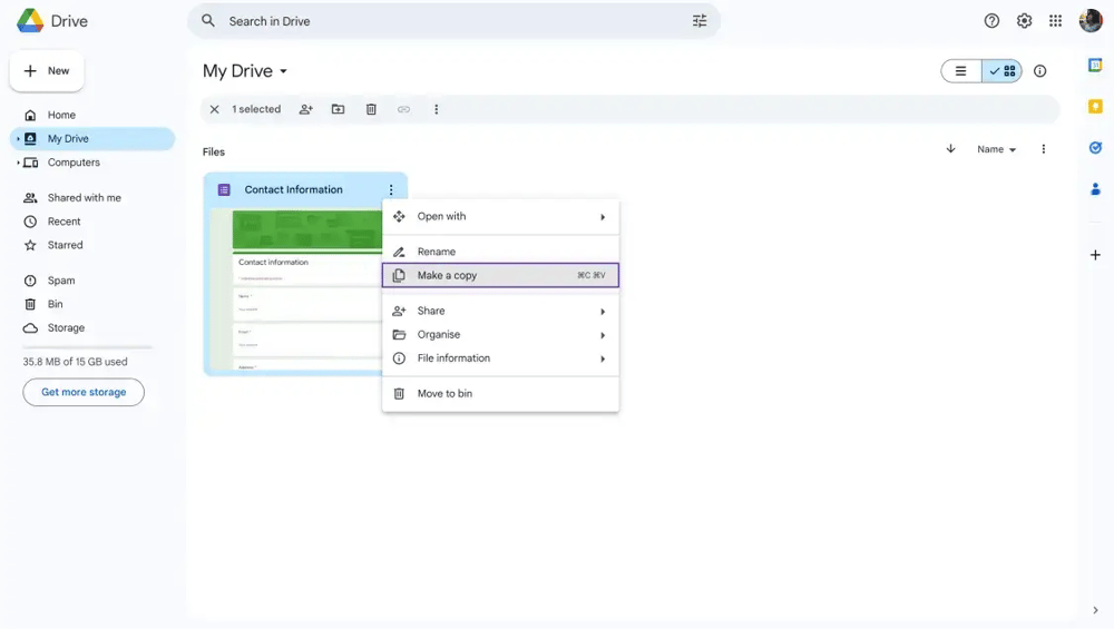 Copy your Google form