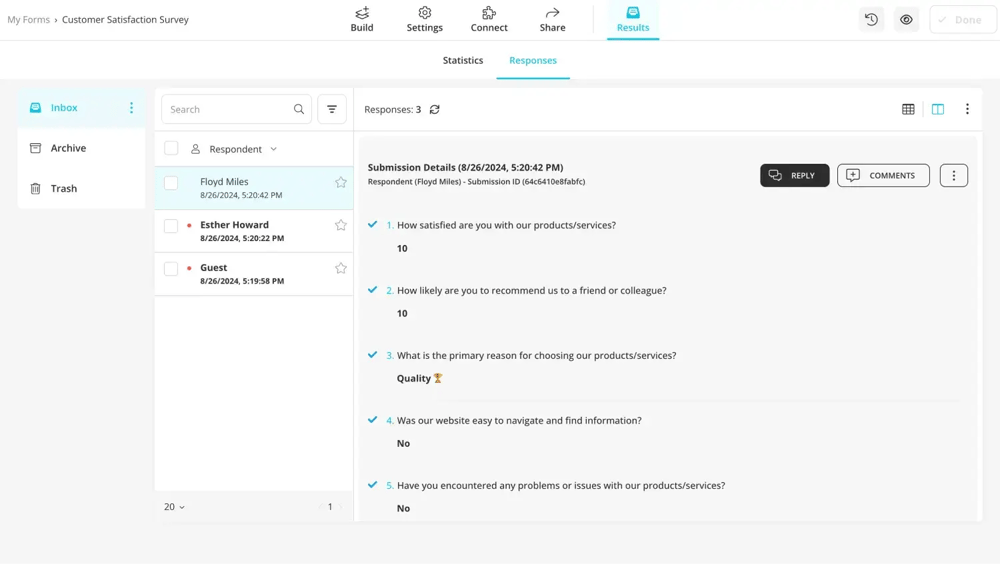 Check the results in detail