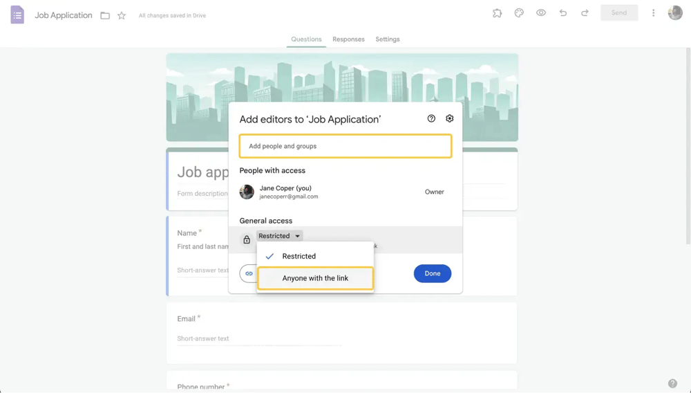 Make your form public
