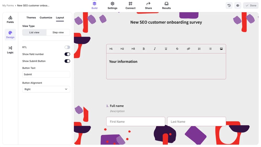 Choose a view option