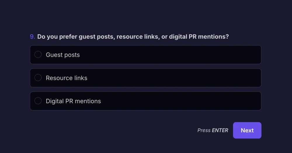 An example SEO question for link building and backlink strategy