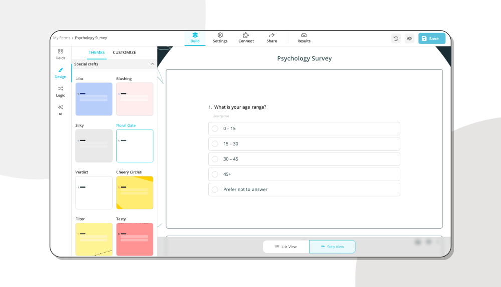 Anpassen des Designs Ihrer Umfrage