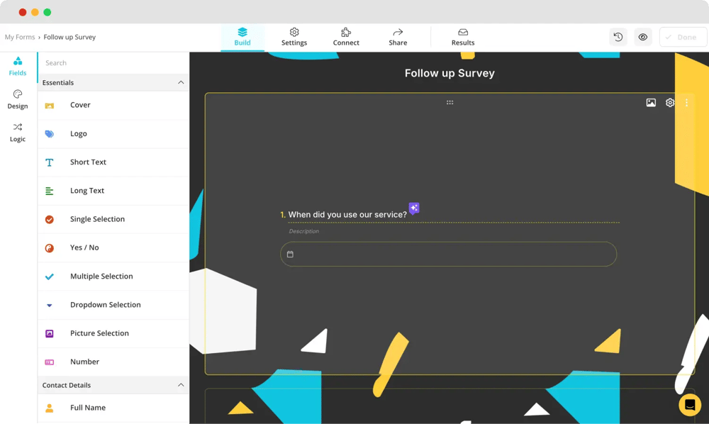 Adicione suas perguntas de acompanhamento