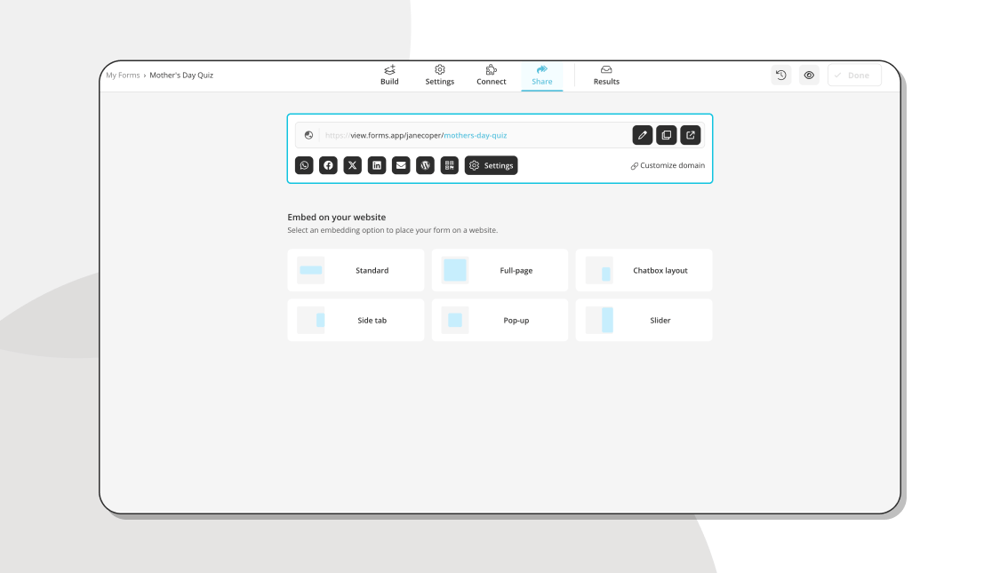 Auswahl einer Verteilungsoption für Ihr Quiz