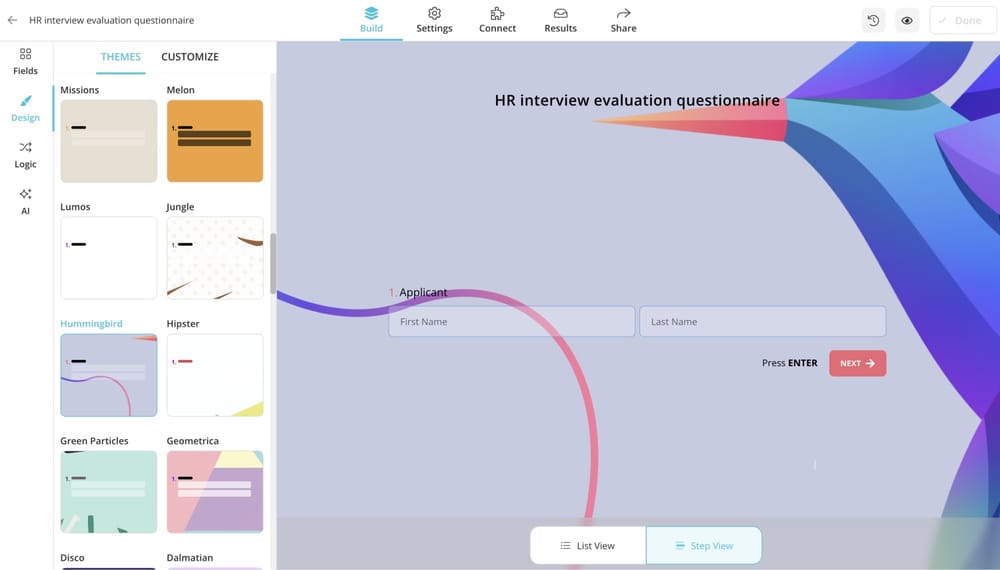 Customize your HR interview questionnaire
