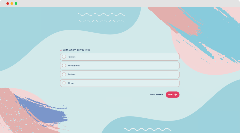 #2 question example for a quality of life questionnaire