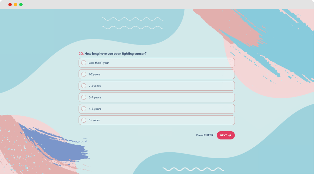 #6 question example for a quality of life questionnaire