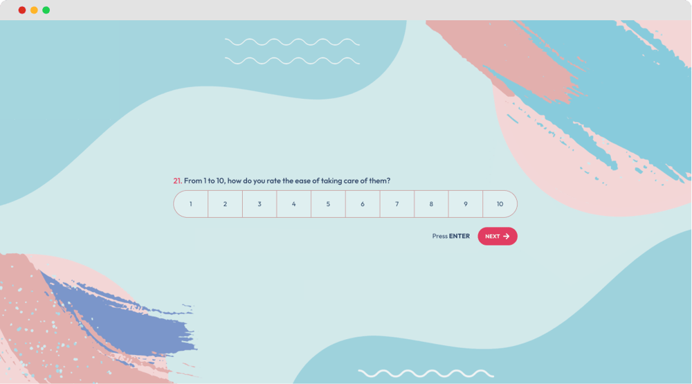 #7 question example for a quality of life questionnaire